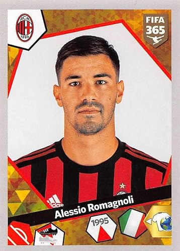 2017-18 Panini FIFA 365 Stickers Europe Soccer #E44 Alessio Romagnoli AC Milan Official Smaller Than Trading Card Sized Album Sticker in Raw (NM or