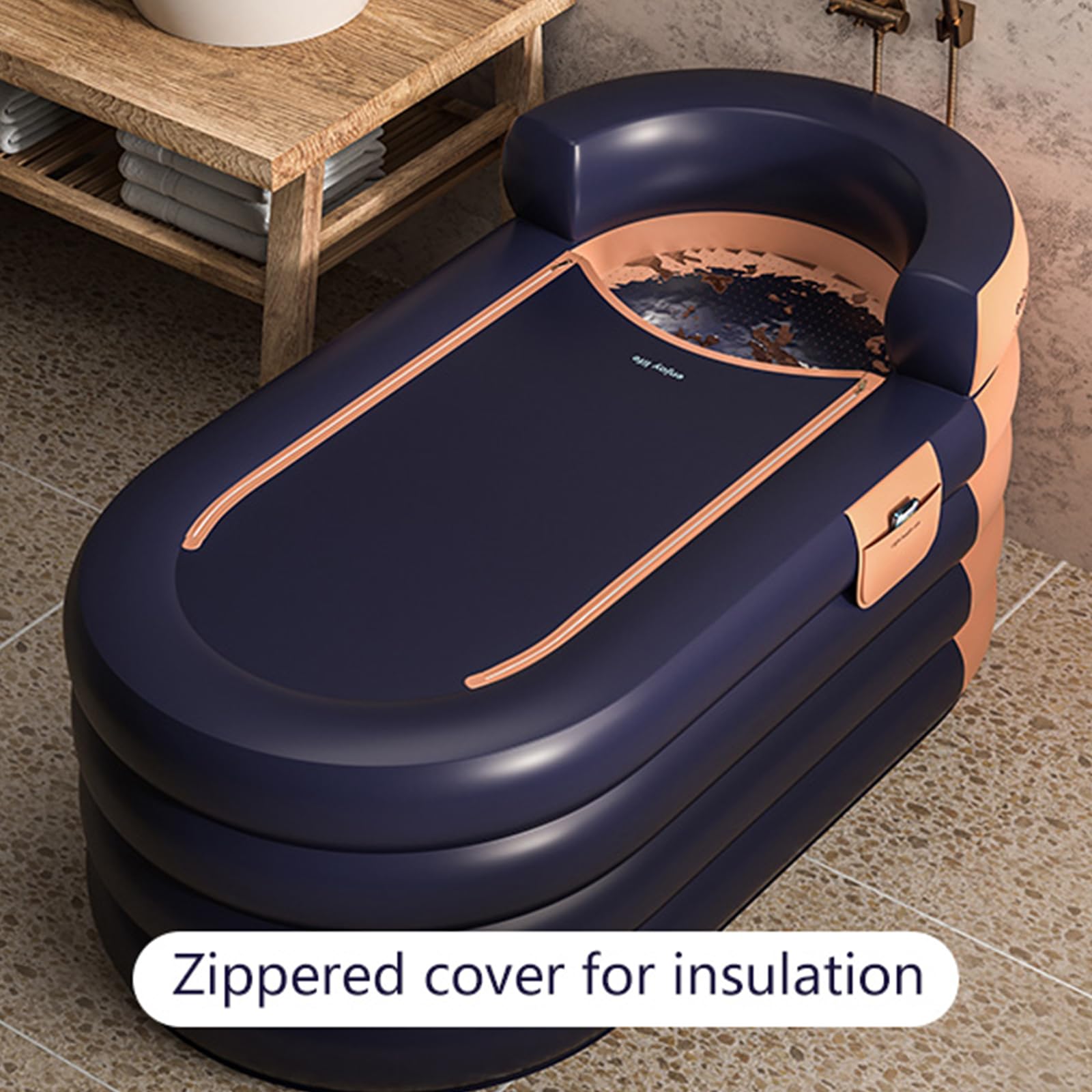 Aufblasbare Badewanne Erwachsene 160x84x65cm mit Bodenpolsterung und 6 Lagen Wärmeisolierung Frostbeständig Faltbare Mobile Badewanne als Balkonpool für Zuhause Balkon Garten Badefass Outdoor