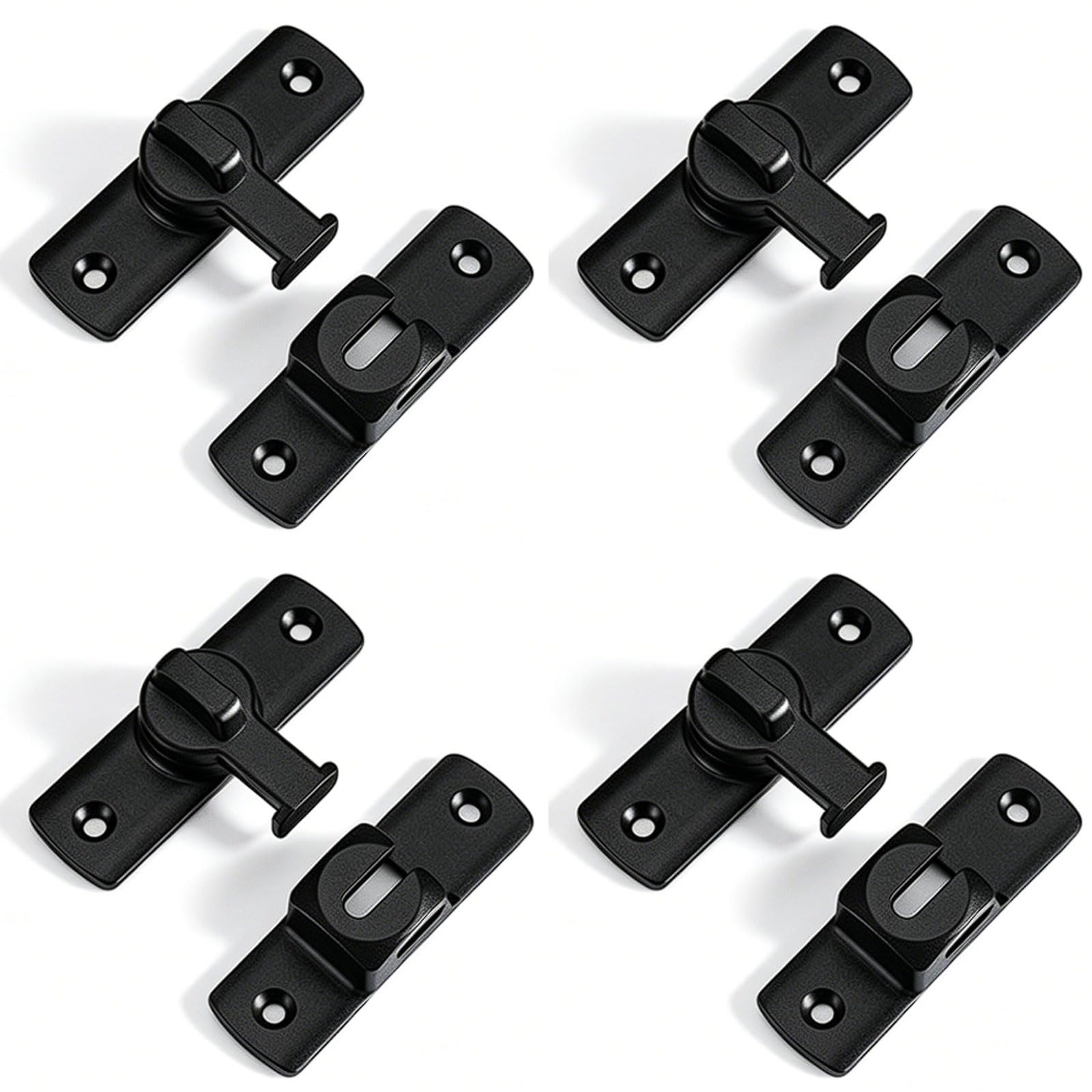 Oufeijia Eur Women's Nero No-Drill Sliding Door Latch, Anti-Theft For Indoor Bathroom, Security Lock, Safety Buckle Aluminum Alloy(Nero)