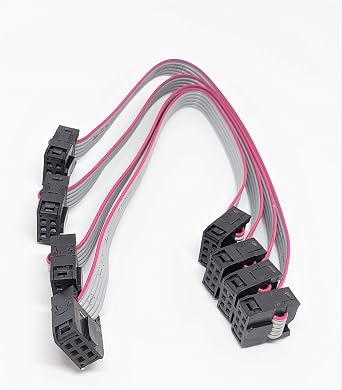 Pc Accessories - Connectors Pro 2x3 6P 8" 20cm 4-Pack Silver Flat Ribbon Cable with Black 2.54mm FC Dual Row 6P-20cm-4PK