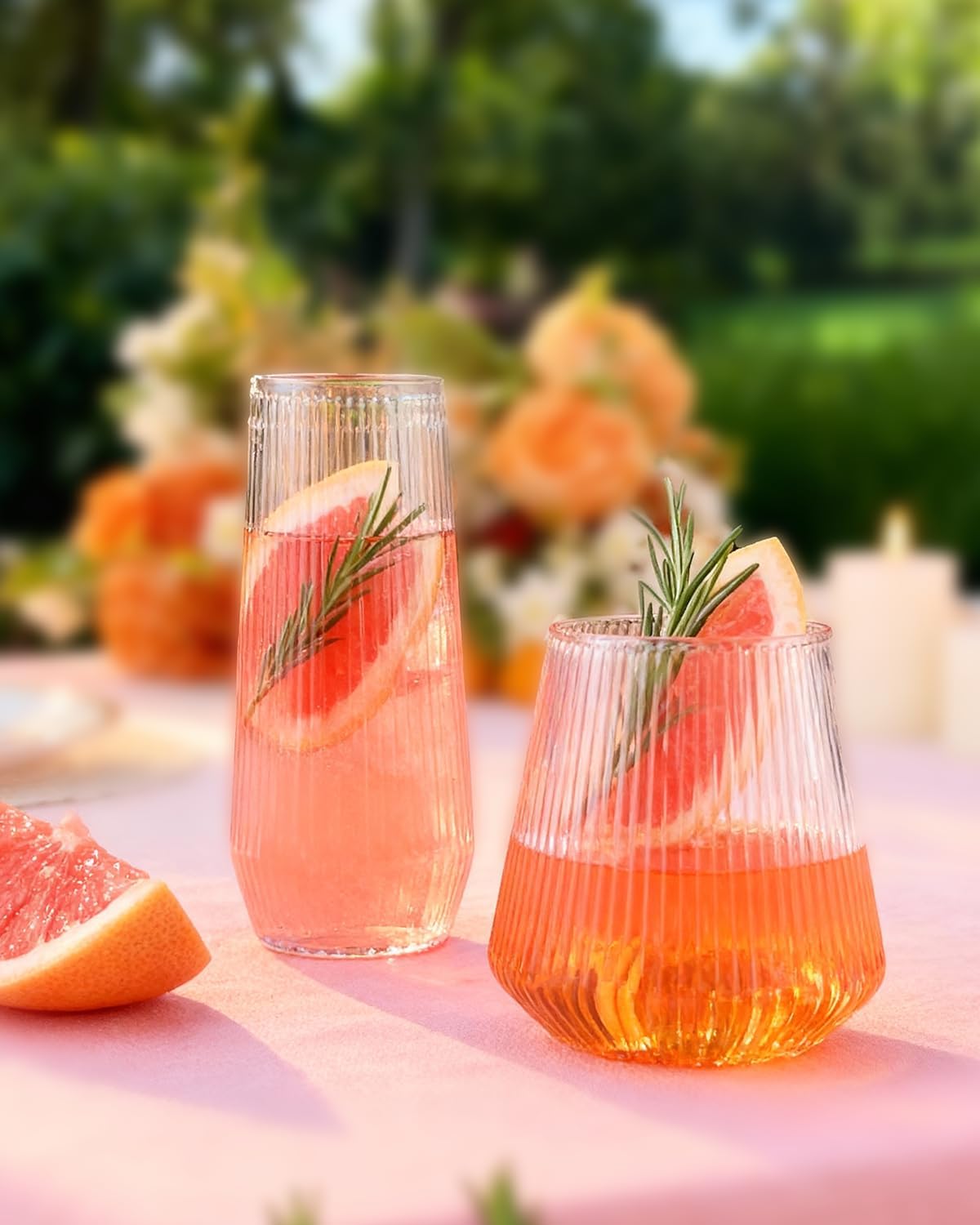 BESTSTAR 48 Pack Disposable Ribbed Origami Ripple Plastic Glasses Set - 24 9 OZ Stemless Champagne Flutes & 24 12OZ Cups, BPA-Free Shatterproof Clear Drinkware for Weddings, Parties & Events (Clear)