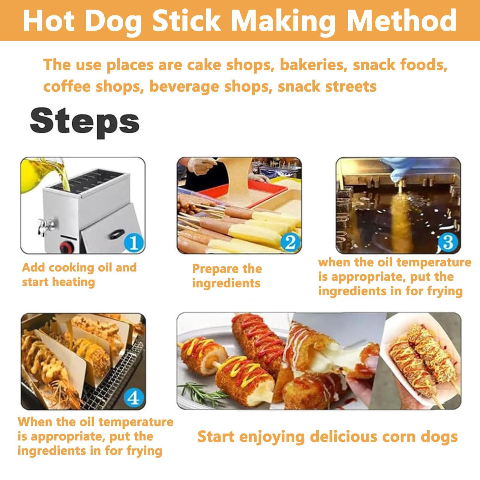 Macchina Elettrica per Hot Dog Coreani con Formaggio E Mozzarella, Friggitrice per Hot Dog Coreani, Macchina per Snack Commerciale Automatica con 12 Ganci E Grande capacità