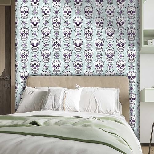 Miniatura 2 de Papel para decoración de pared con diseño de calaveras, papel de contacto para pared, papel tapiz para dormitorio, sin pegamento para dañar la pared
