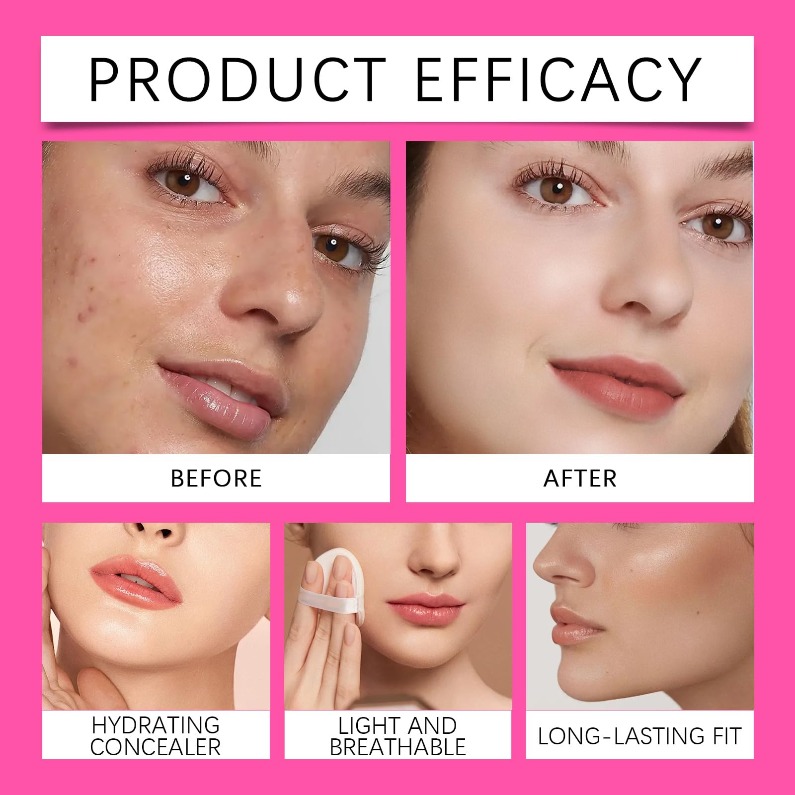 Peptide Bounce Balm Foundation with Puff for Smooth Skin, Buildable Medium Coverage Hydrating Makeup with Soft Powder Finish - Image 4