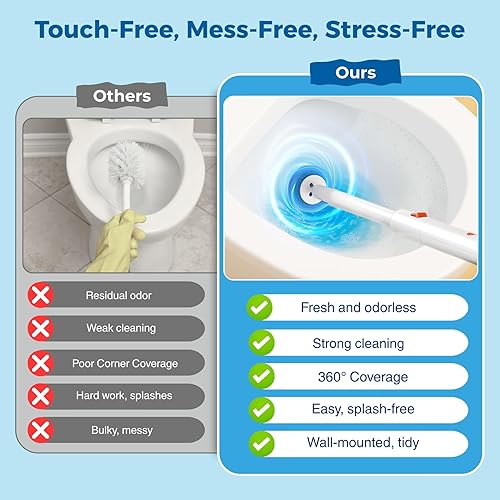 Miniatura 4 de Juego de escobilla y soporte de inodoro eléctrico, kit de limpieza desechable 4 en 1, 18 cabezales de recambio, potente giro de 3 velocidades,