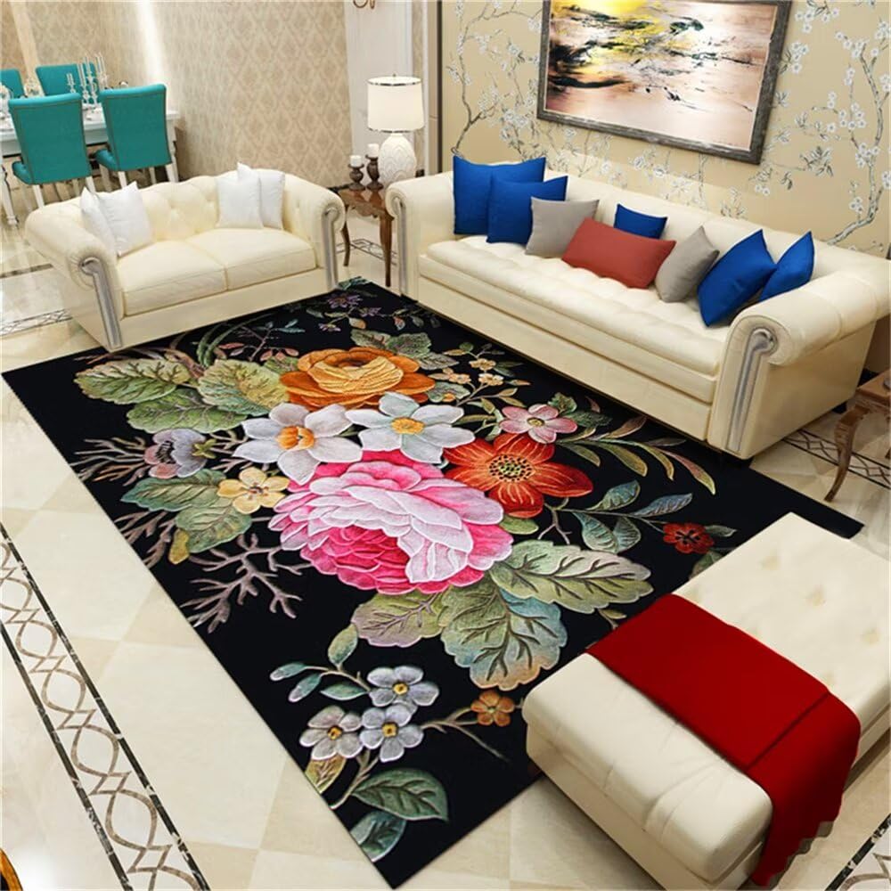 Accessoires de salon tapis chinois rose rouge grand modèle 200x300
