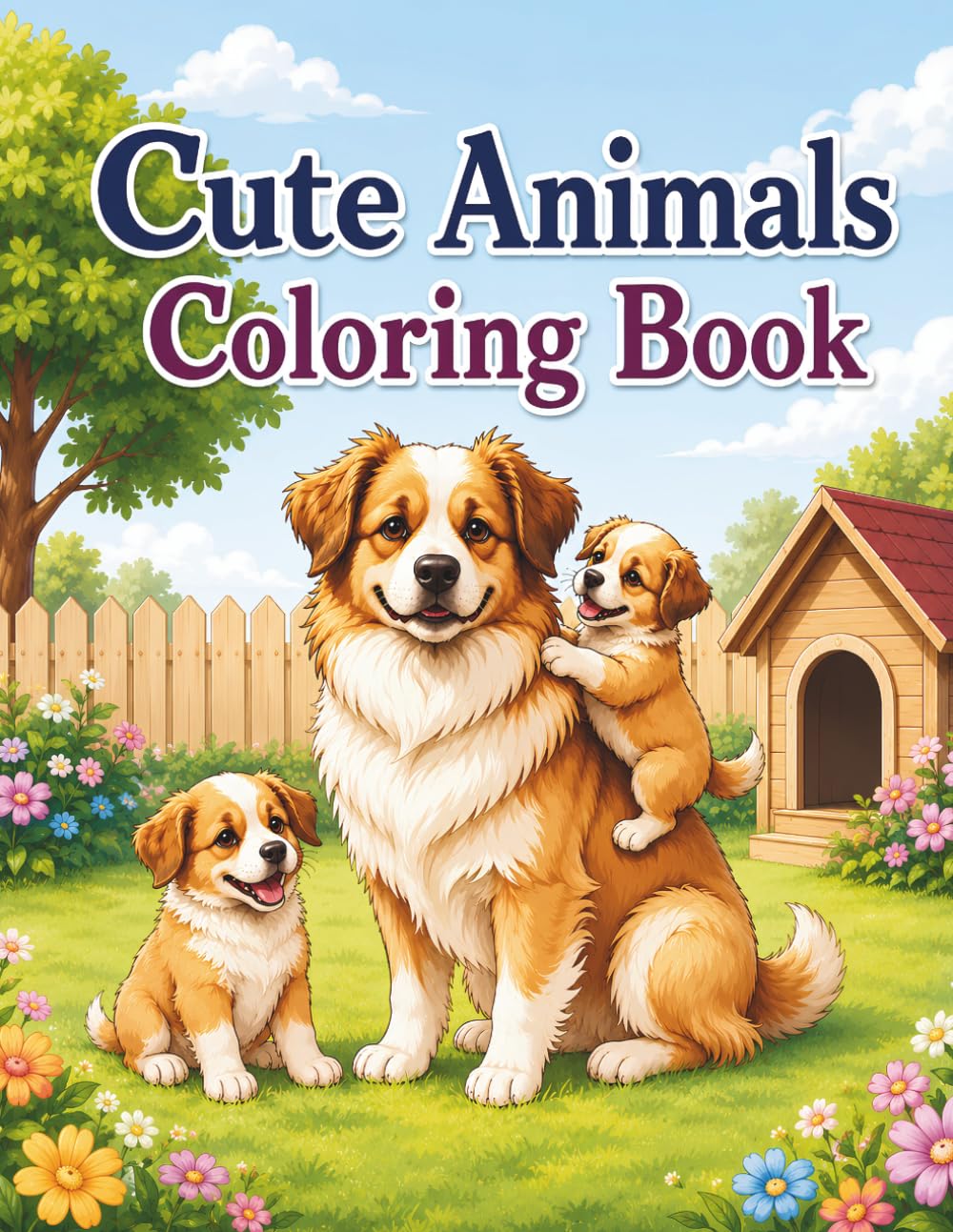 Cute Animals Coloring Book for Kids: 50 Fun and Adorable Animal Coloring Pages with Cute Animal Families for Boys and Girls