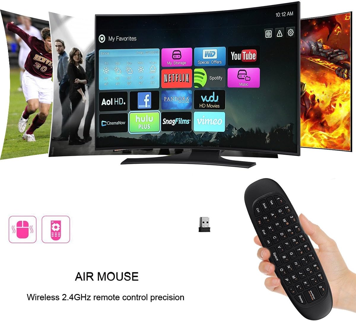 BIFANS G64 remote in use with a smart TV interface