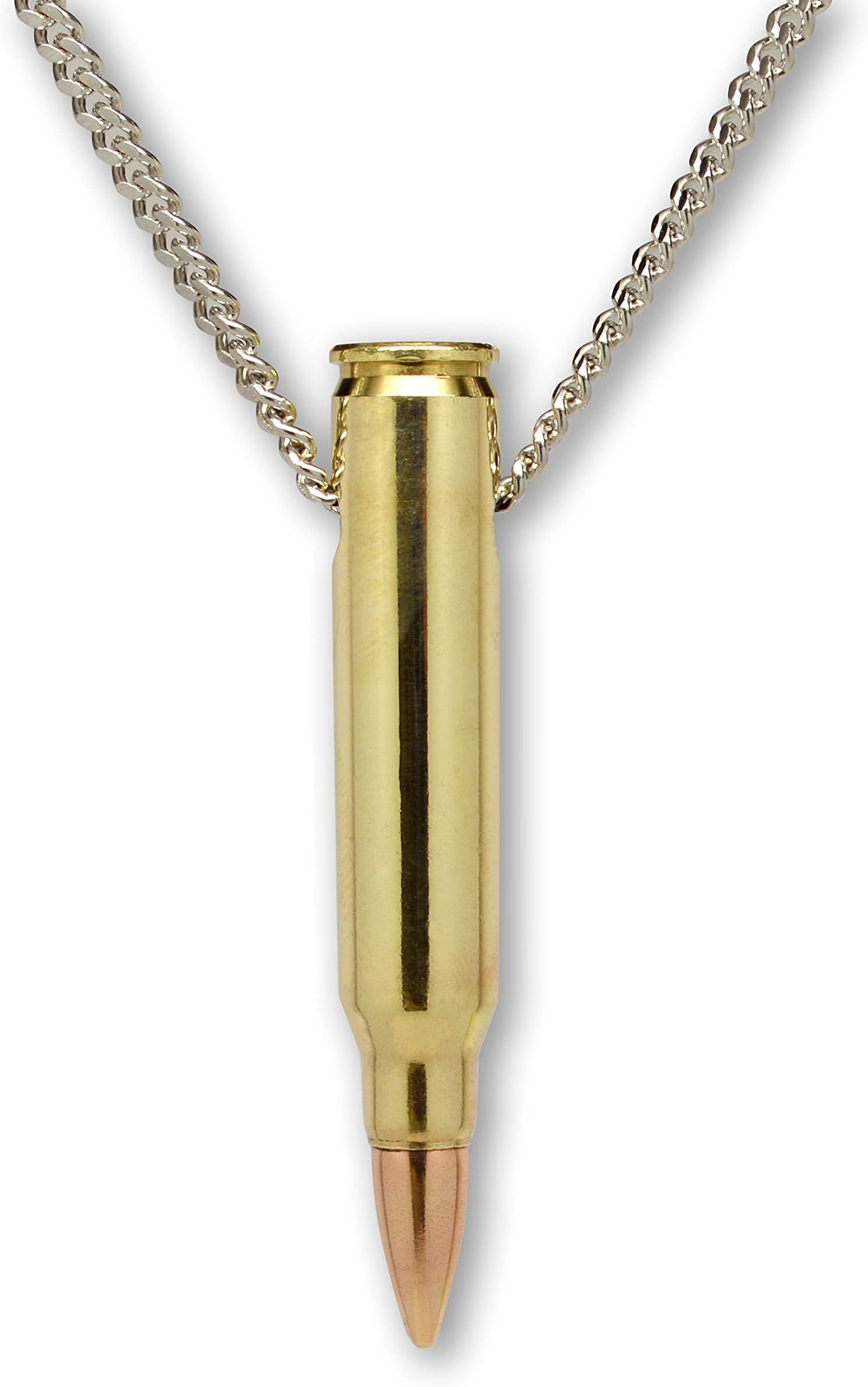 Remington 223 Bullet Necklace Hand Polished Brass and Copper Finish