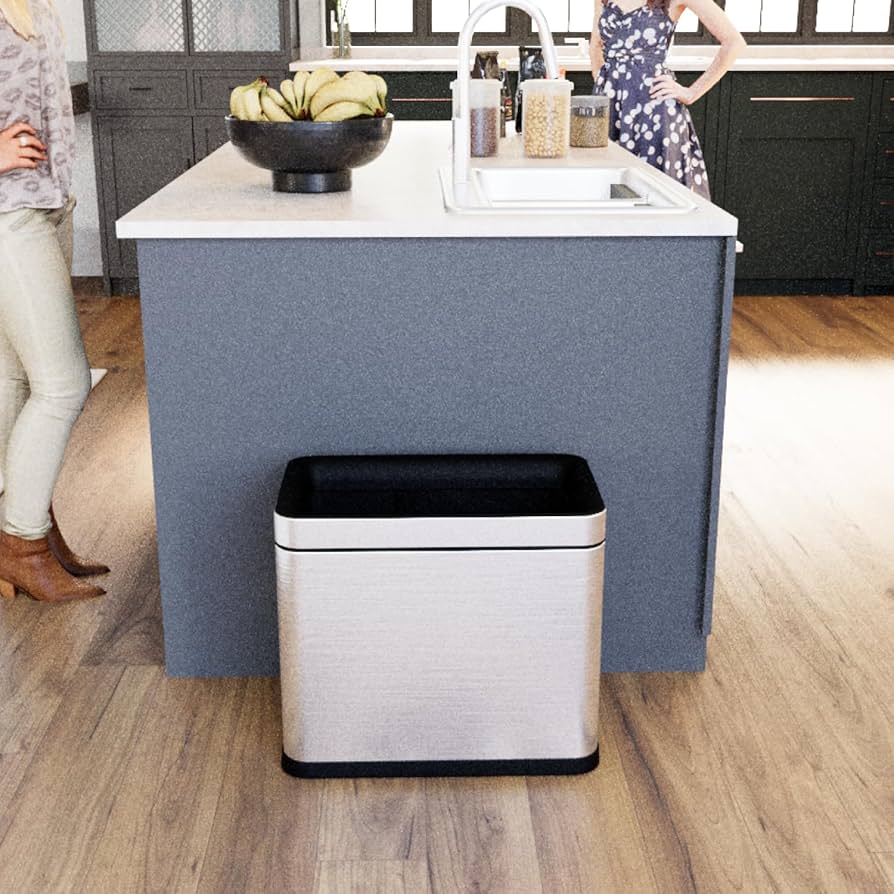 Garbage シングル Superio Brand 10 L Black/Gray Plastic Slim Swing Trash Can
