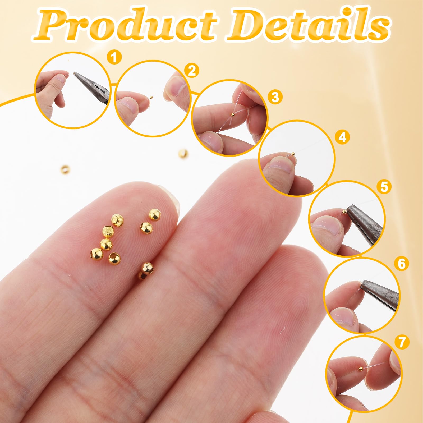 4000 Pieces 2mm Metal Round Crimp Beads for Jewelry Making Smooth Crimping Beads, Silver and Gold for Bracelets - Image 4