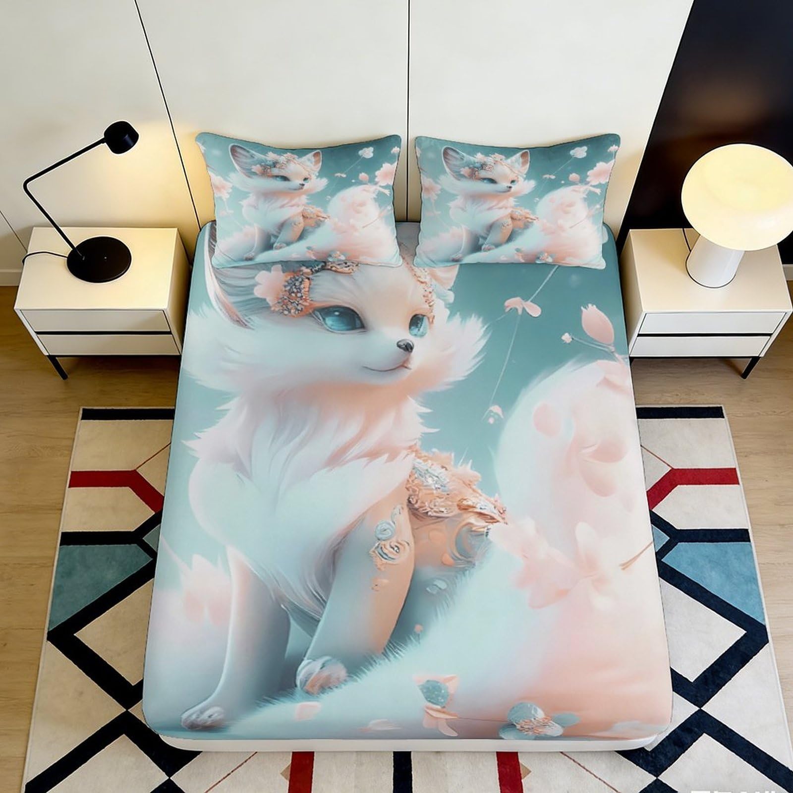 3D Printed Musical Notes Fitted Sheet Microfiber Deep Pocket Non-Slip Bedding Set Music Mattress Fitted Cover Washable for Home 120x200x25cm
