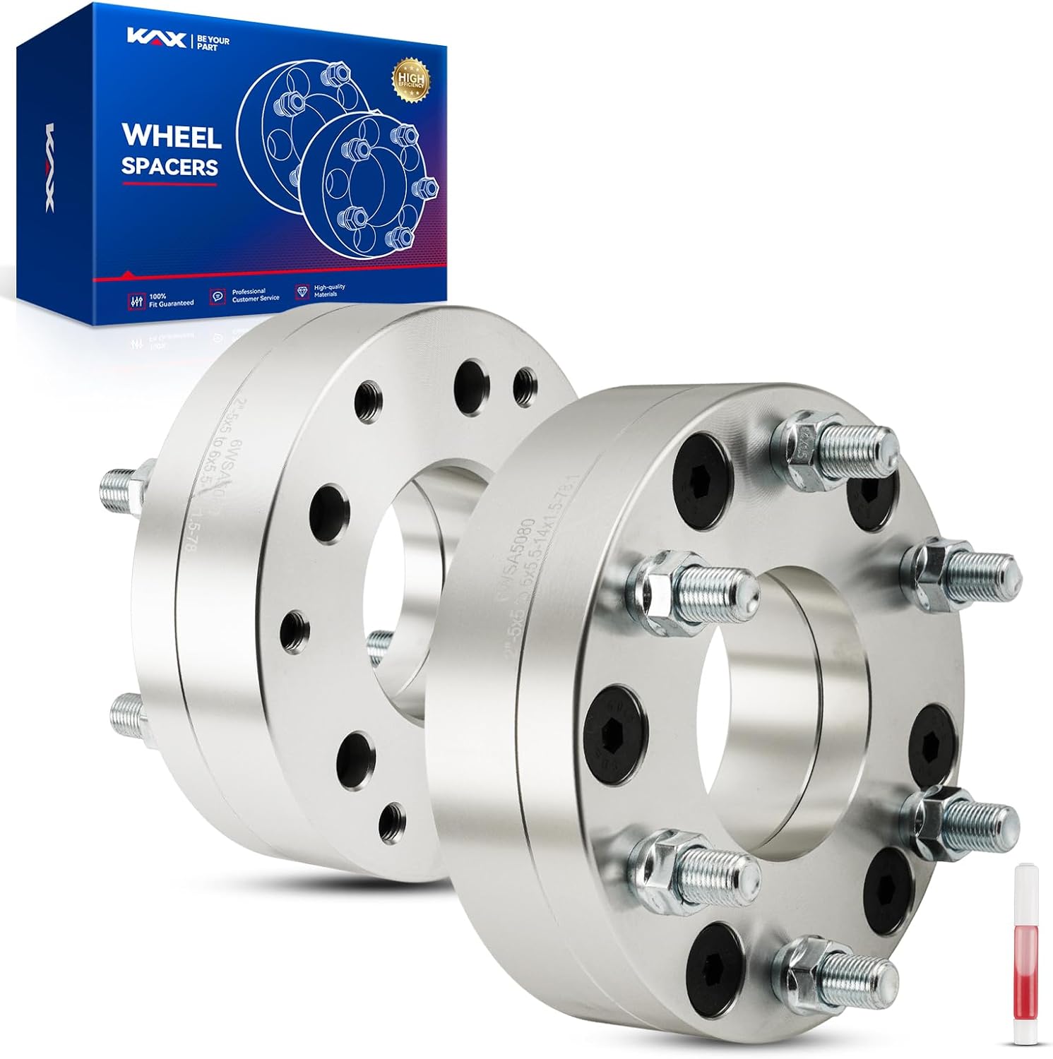 KAX 5x5 to 6x5.5 Wheel Adapters,2 inch 5 Lug to 6 Lug Wheel Adapters (Changes Bolt Pattern) fit for Grand Cherokee, Wrangler, C1500, Tahoe, Durango, with M14x1.5 Studs 78.1mm Hub Bore,2Pcs