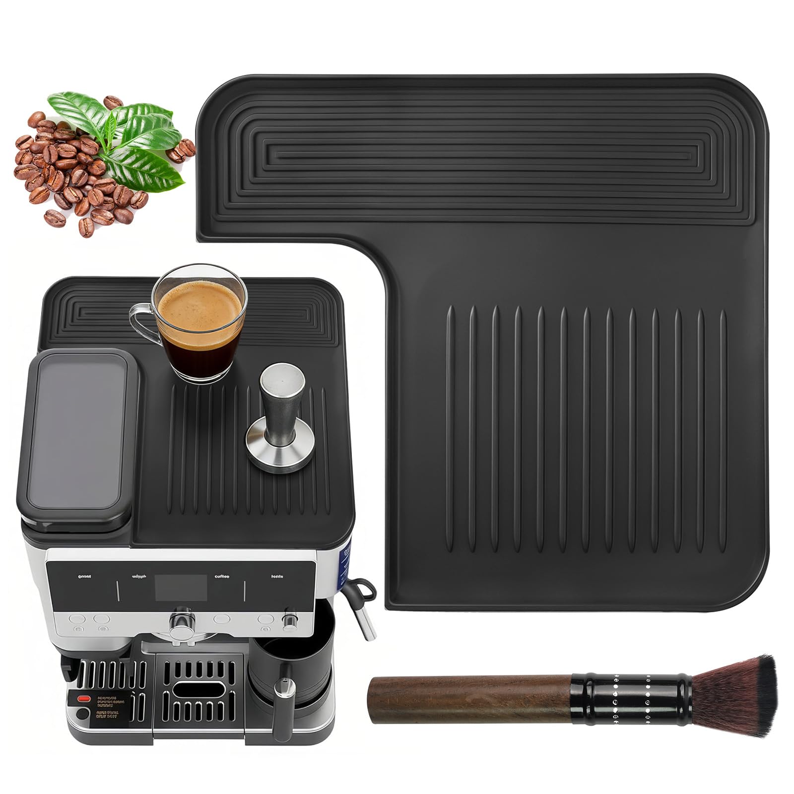 Fourindo Obermatte Silikonmatte für Ninja Luxe Espresso Kaffeemaschine ES601/ES701 mit Reinigungsbürste, rutschfest, Wasserdicht, Hitzebeständig