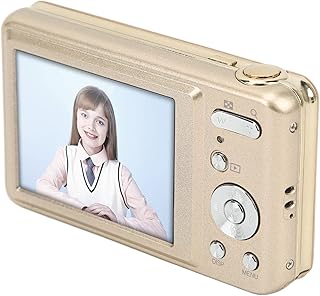 Câmera digital, 2.7in 48MP HD Câmera Infantil 8x Zoom Óptico Minicâmeras Portáteis Compactas, Câmera de Vídeo Recarregável USB Suporta Cartão de 32GB para Estudantes, Adolescentes, Crianças Dourado