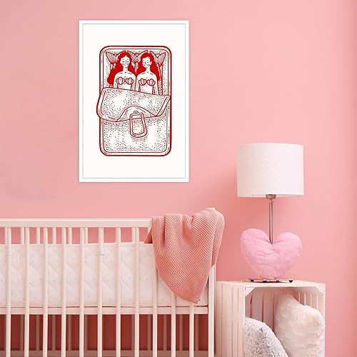 Miniatura 3 de Póster vintage de sirena de los años 90, divertido y creativo de sirena roja acostada en la caja, lienzo de arte para pared, retro, abstracto, abre