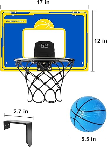 Miniatura 4 de INVISBLUE  Aro de baloncesto para interiores para niños, mini aro de baloncesto sobre la puerta con 3 bolas y marcador electrónico, juguetes de