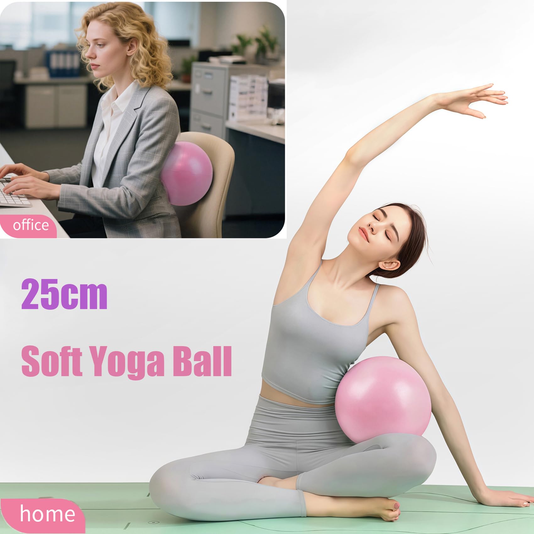 Generisch Pilates Equipment, Pilates Ring and Ball Set: Yoga Ring, Ball, 3pcs Booty Bands, for Full-Body Toning Stretching & Strength Training