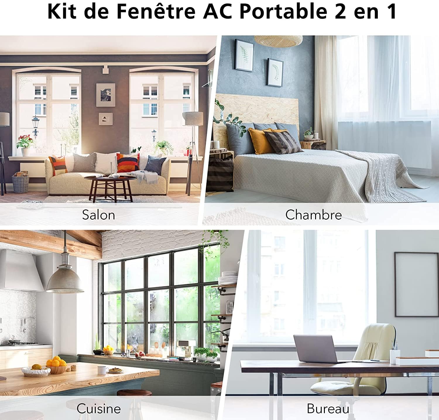 15/13 CM Joint de Fenêtre avec Adaptateur 2En1 AGPTEK, Kit Calfeutrage Climatiseur Universel Coulissante Amélioré, Réglable Panneau et Raccord Tuyau d'Échappement de Climatisation Mobile-5.1/5.9pouce