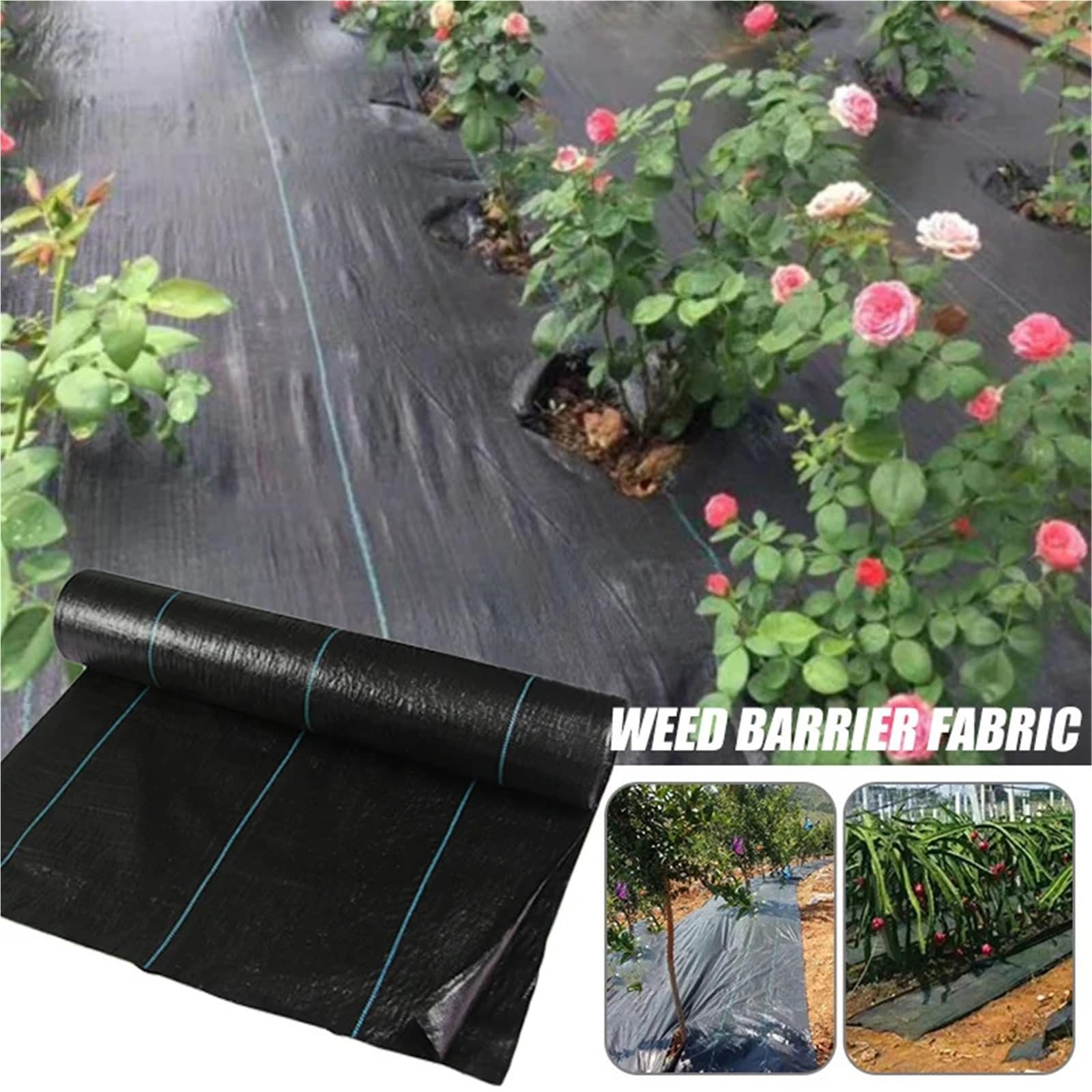 Membrana Antihierba Cubierta de membrana negra for jardín, tela barrera contra malas hierbas, césped, hogar, jardinería, tela a prueba de hierba, Control geotextil grueso, 2 uds. Para Jardín，Patios(1m