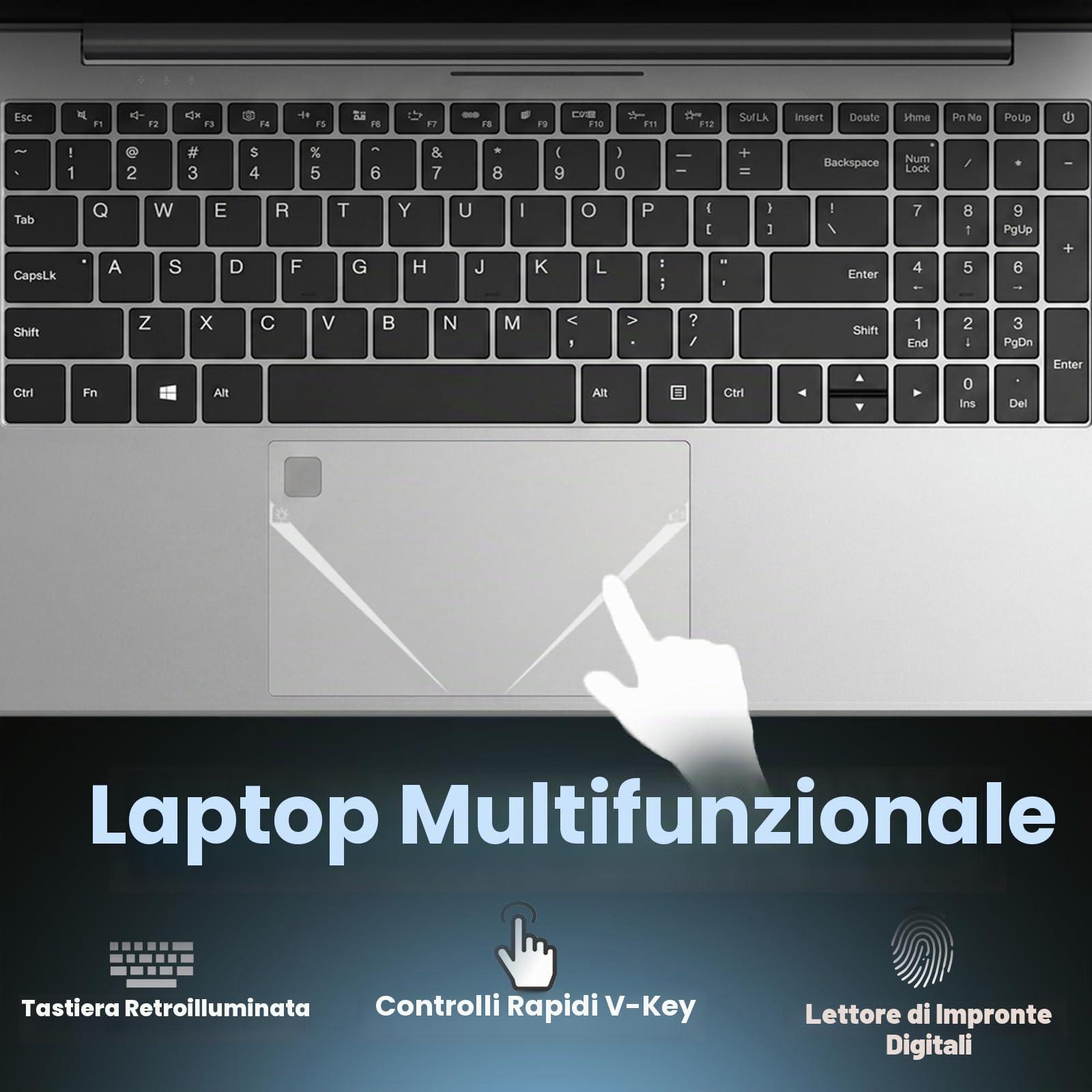 Kayoote Laptop 15,6" FHD IPS, Ryzen 3 3200U fino a 3,5GHz, Win 11 Pro, 8GB DDR4 RAM, SSD 128GB, Tastiera Retroilluminata, Impronta Digitale, WiFi 5G, USB 3.0, Type-C Completo, HDMI, 5000mAh