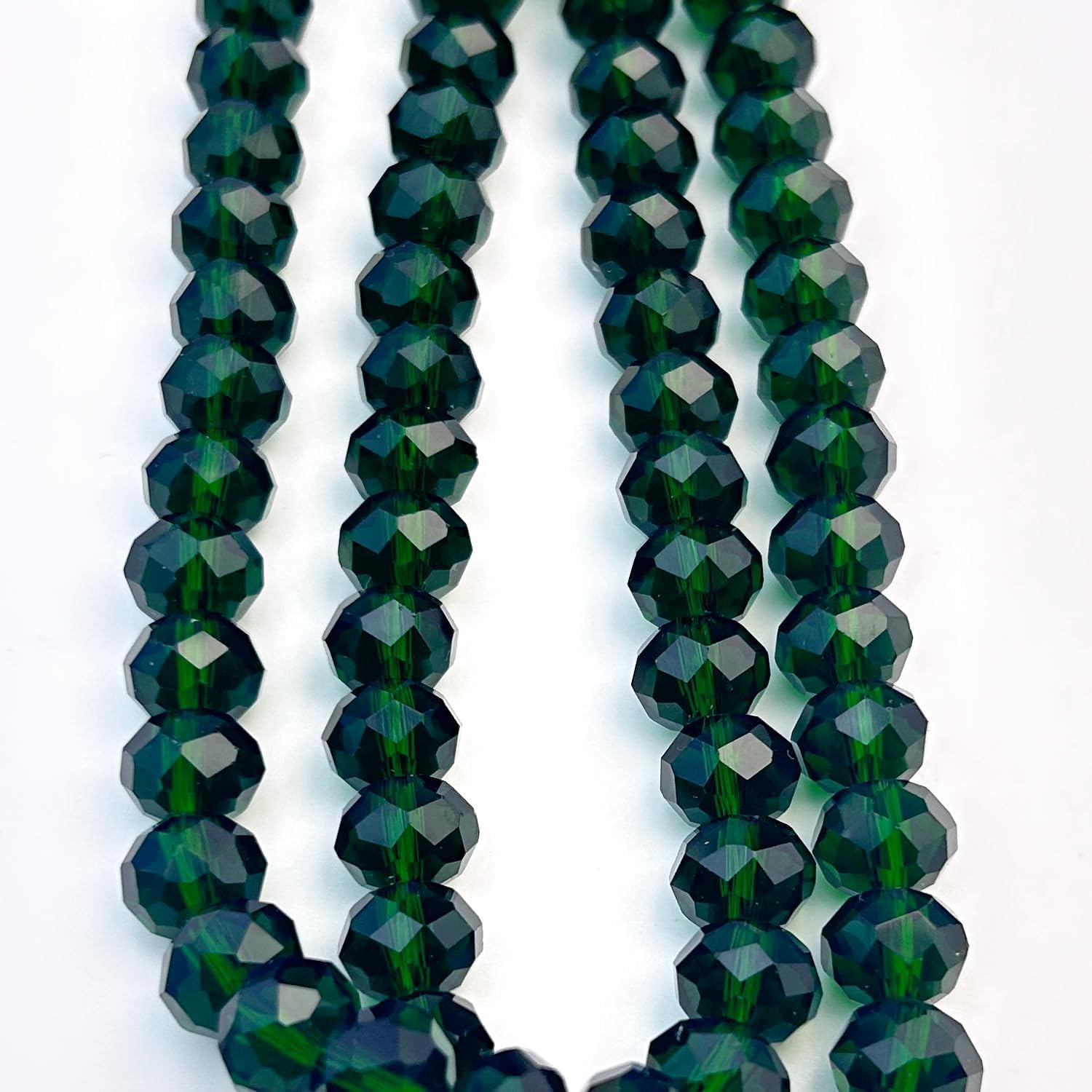 325pcs Glass Beads Deep Green, 10mm Crystal Beads for Jewelry Making, Briolette Faceted Rondelle Bulk Bead for Crafts DIY, Suncatchers, Bracelets, Earring, Necklace - Image 3