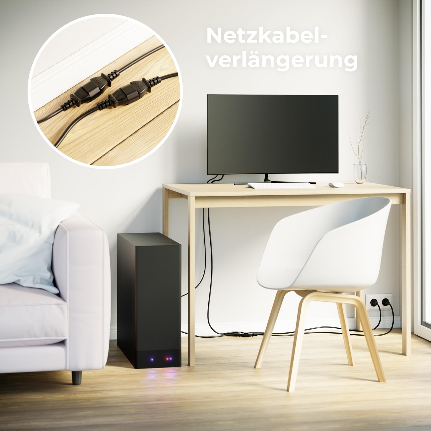 deleyCON 10m Extension de Câble de Réfrigérateur - IEC C13 à C14 - Câbles d'alimentation Rallonge de Courant - Connecteur Droit C13 sur Prise C14 - PC Moniteur Beamer Imprimante - Noir