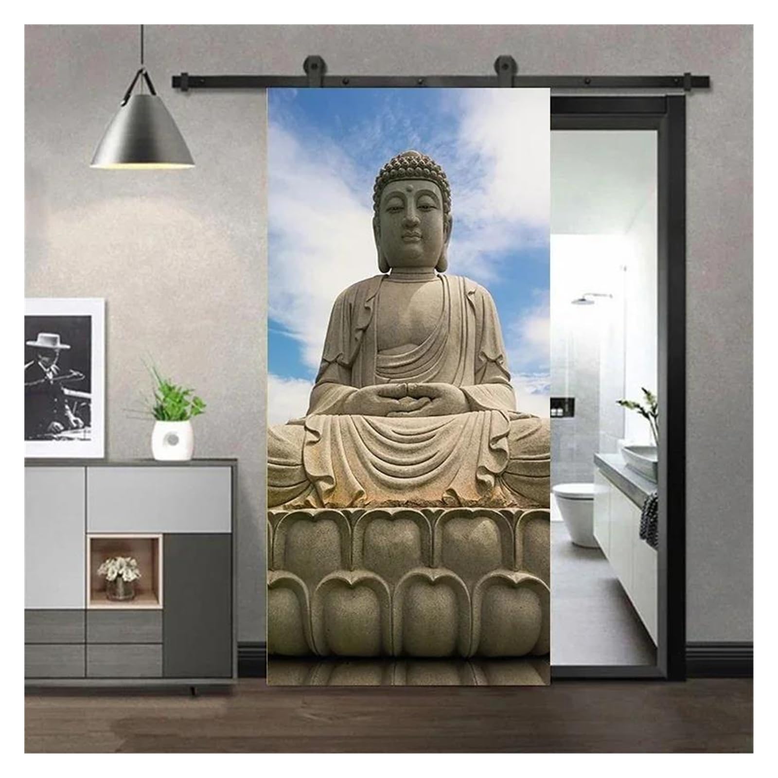 Sticker de porte Bouddha 90x200cm papier peint auto-adhésif mural