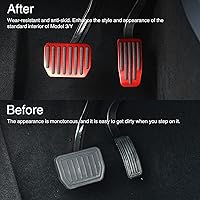 Vista 3 de Juego de almohadillas de pedal para Tesla Model 3 Model Y, cubiertas de pedal de freno y acelerador de rendimiento de aluminio antideslizantes