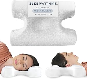 sleepwithme. Beauty - Pro Anti-Aging Soft Pillow with Cooling Memory Foam Pillow for Back, Side, Stomach Sleepers - Medium-High Loft - Size 18