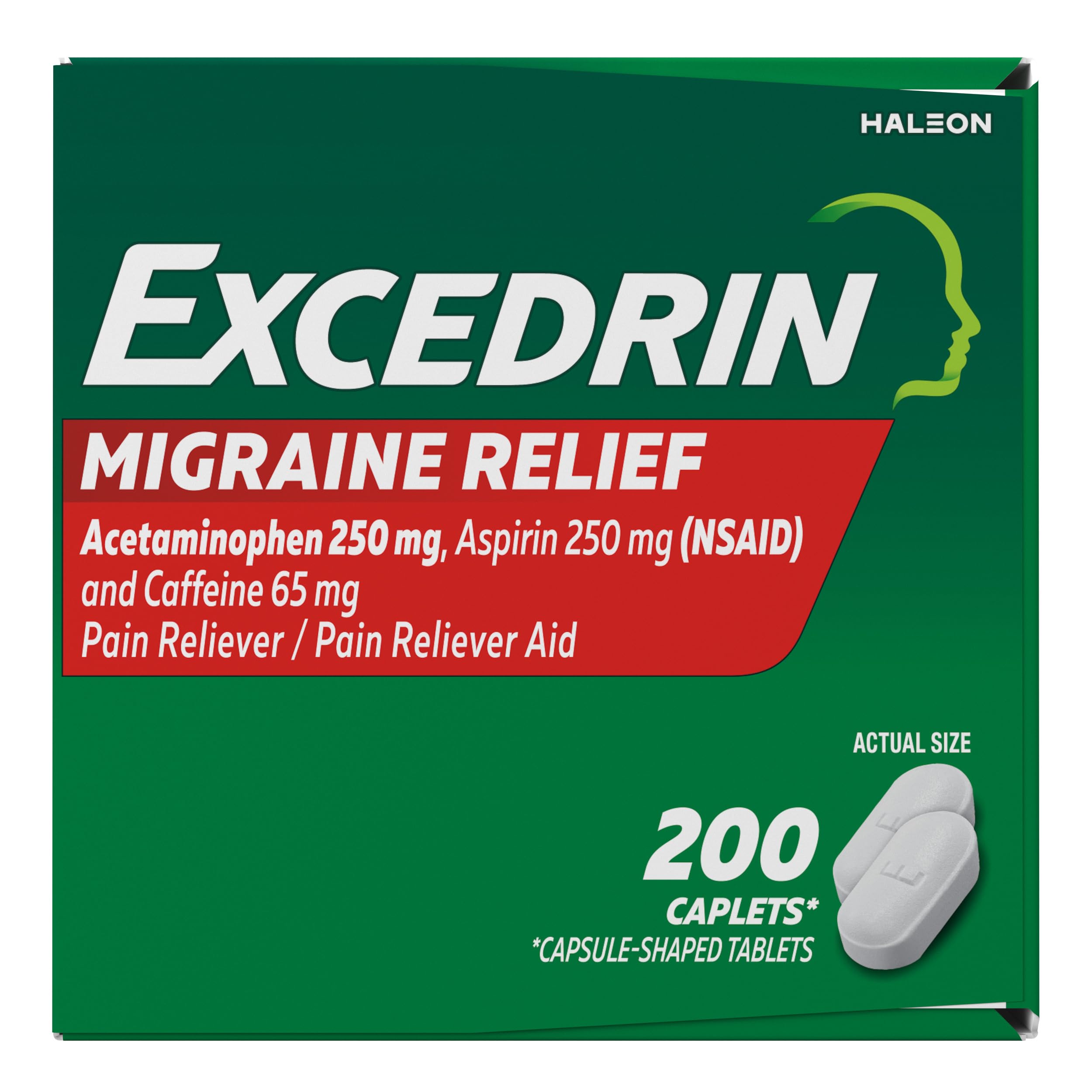 Excedrin Migraine Relief Caplets to Alleviate Migraine Symptoms - 200 Count