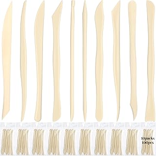 Ferrochef 10 Set 100 Pcs Clay Sculpting Tools 10 Different Shapes Pottery Tools Plastic Clay Carving Cutters Supplies Pottery Trimming Supplies for Carving Ceramics Plastilina Molding DIY Embossing
