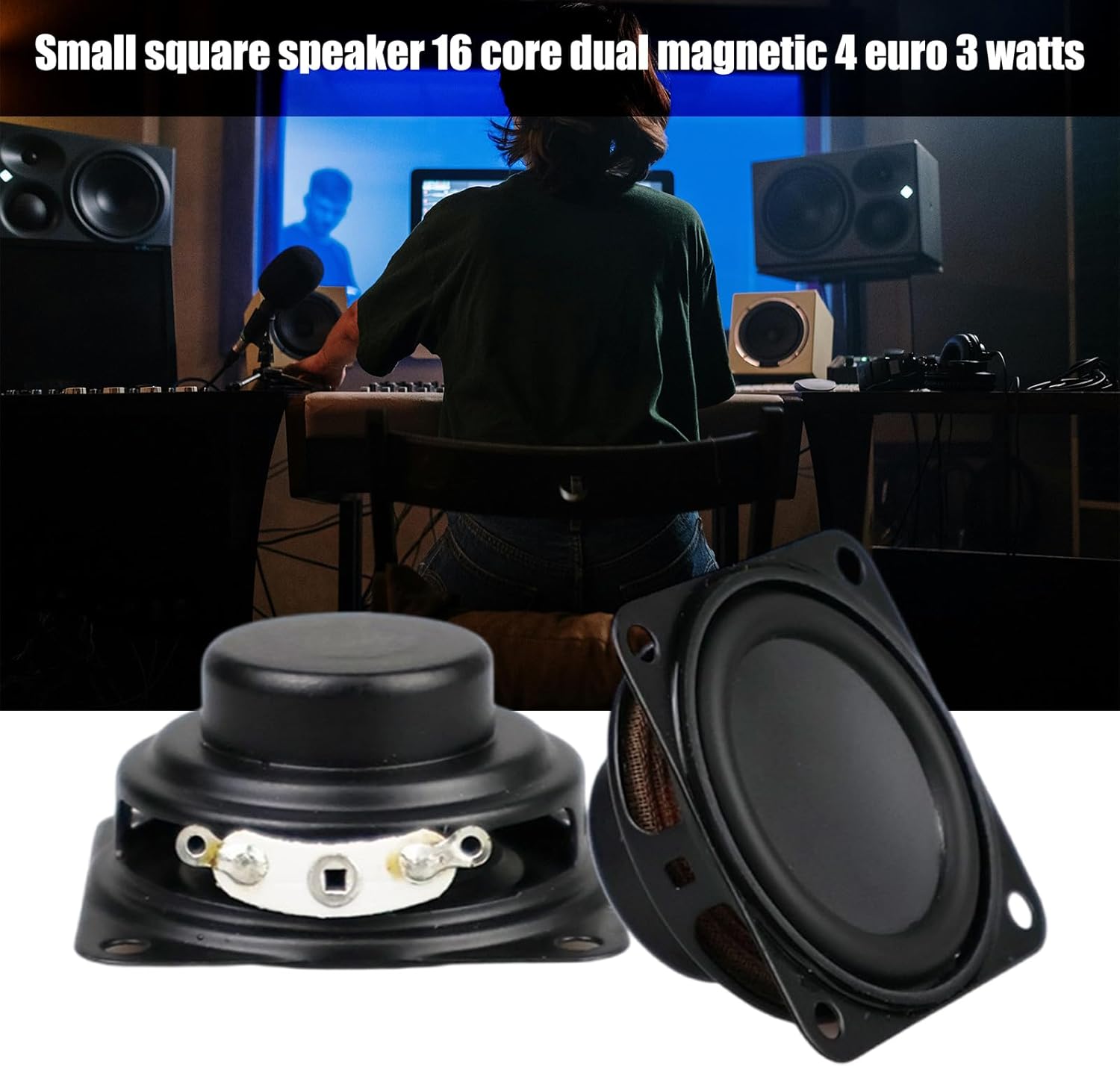 2Pcs Speakers 3W 4Ohm 40mm Square Shape Replacement Loudspeaker Full Ranges Rubber Side Speakers