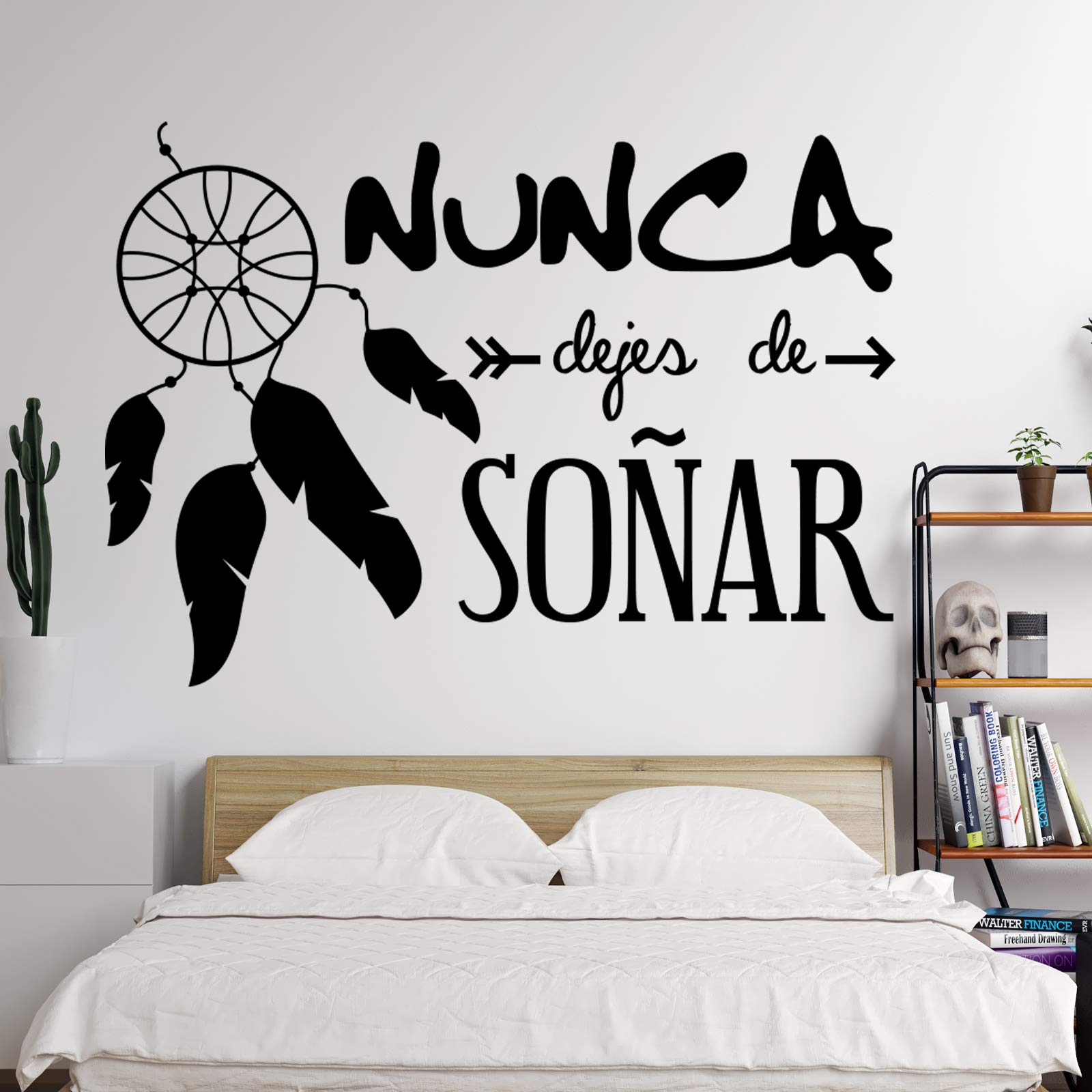 Adesivi da parete decorativi con frase motivazionale"NUNCA DEJES DE SOÑAR." Adesivi decorativi murali Decorazione casa Docliick DC-19157, nero