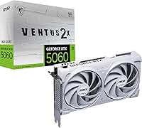 MSI Placa gráfica NVIDIA GeForce RTX 5060 8G Ventus 2X OC branca GDDR7 de 128 bits, frequência de aumento de até 2535MHz, PCIe Gen 5, DLSS 4, DP 2.1 x 3, HDMI 2.1 x 1, SFF Ready