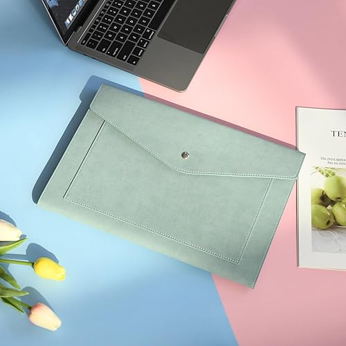 Miniatura 5 de Wason Estuche tipo sobre de piel sintética A4 expansible, bolsillos de gran tamaño para billetes de papel, papelería, tableta y PC, trabajo