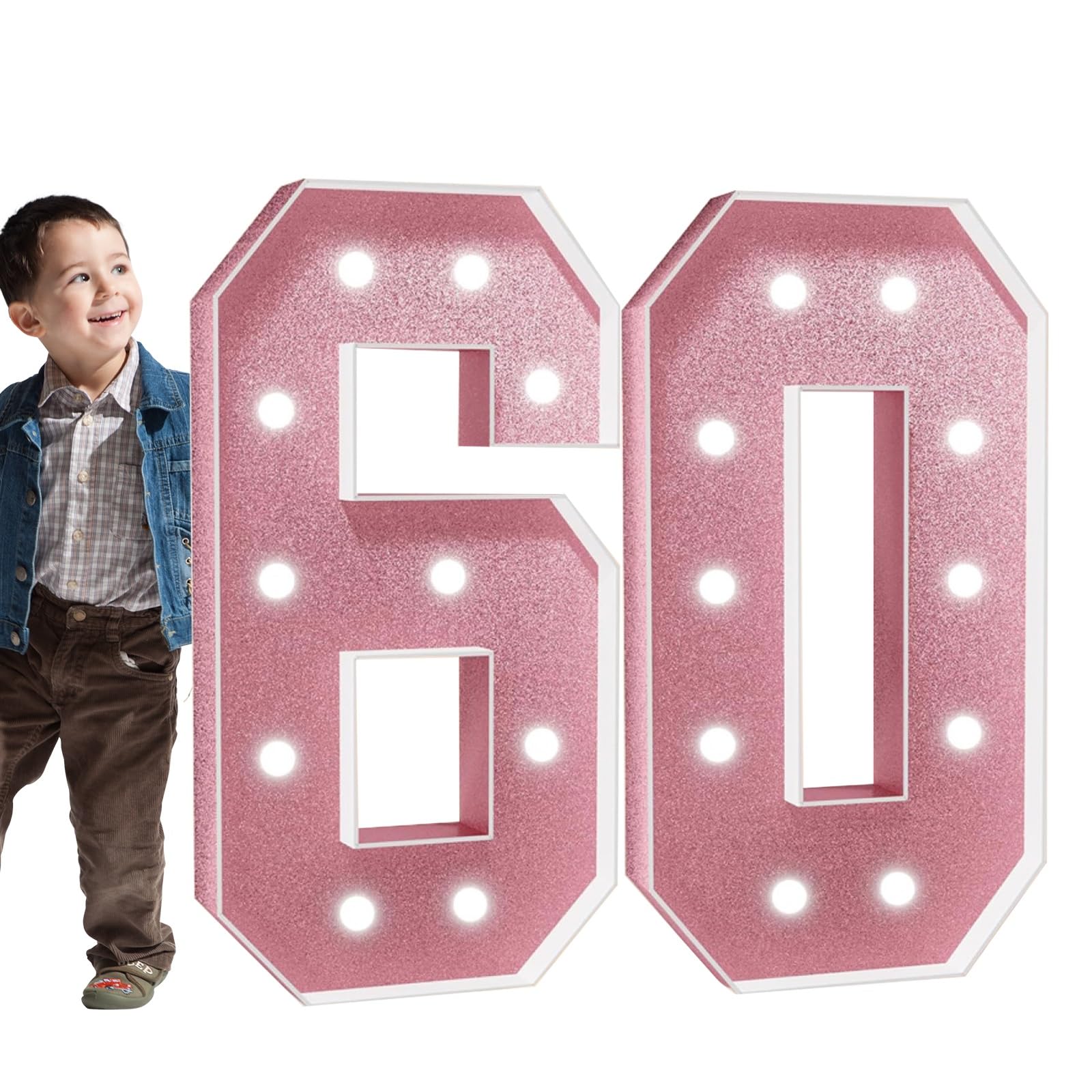 Tashace Marquee Light Up Numbers for 1st 16th 21st Birthday Decorations 10th Anniversary Party Decor Large Numbers DIY Pre-Cut Foam Board Kit Mosaic Numbers(Number 60,120cm/4FT)
