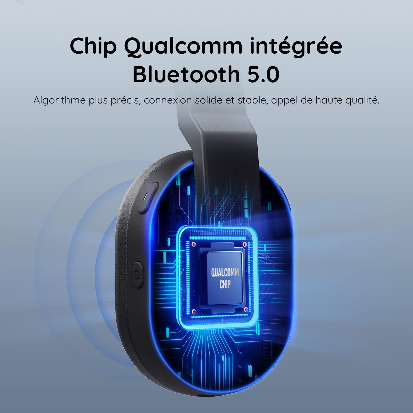EKSA H5 Casque Bluetooth avec Micro & Dongle USB [45 Heures de Temps de Lecture et Portée de 10 m] Casque PC Mono avec Station de Charge et à Réduction de Bruit AI Mic, Casque sans Fil pour Bureau