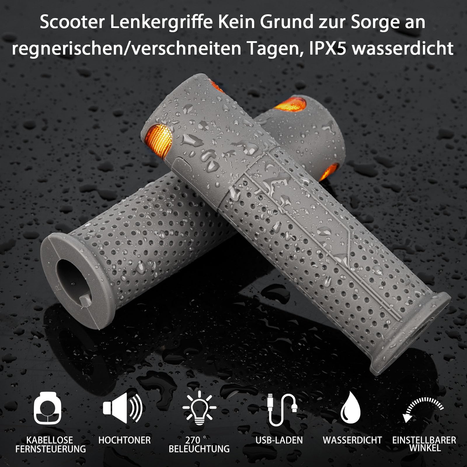E Scooter Blinker，Lenkerlicht Lenker mit Blinker Scooter Warnlenker Lenkerwarnleuchte Scooter Blinklicht Griff für 22mm Griff für Xiaomi M365 Pro Pro2 1s Ninebot G30 Handle Grip