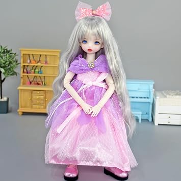 1/6 BJD Doll, Full Set 30cm 12inch Dolls + Face Makeup Blue Eyes Soft Hair and Clothes (Willow(Hair B#))