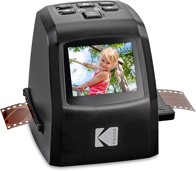 KODAK RODFD20 Mini Digital Film & Slide Scanner  Converts 35mm, 126, 110, Super 8 & 8mm Film Negatives & Slides to 22 Megapixel JPEG Images  Includes - 2.4 LCD Screen  Easy Load Film Adapters