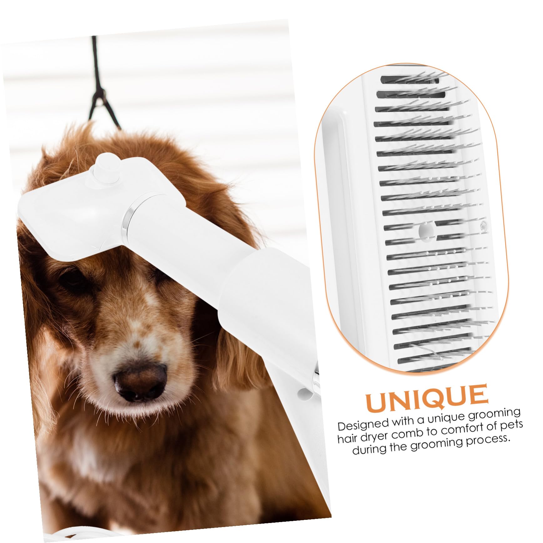TEHAUX Peigne Sèche-cheveux Portable pour Animaux en Plastique Blanc, Brosse Démêlante Silencieuse pour Chien et Chat, Outil Pratique pour Toilettage à Domicile