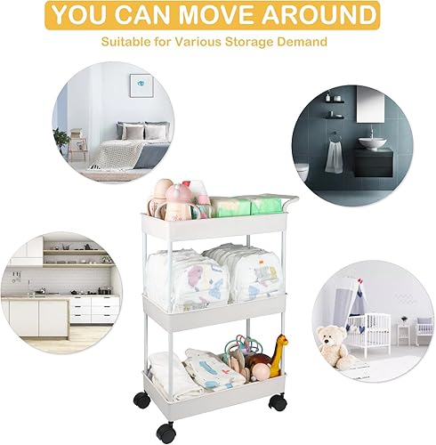 Miniatura 10 de Organizador de pañales para bebé, carrito móvil de plástico para recién nacidos, artículos esenciales para guardería, organizador para cambiador y