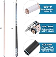 Vista 3 de Palo de billar de 58" con punta de 13 mm de arce canadiense, taco de billar con envoltura de lino irlandés