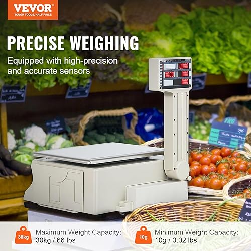 Miniatura 2 de Báscula electrónica de computación de precios, básculas digitales de 66 libras, LCD y LED digital para alimentos, frutas, carne, conteo de peso,
