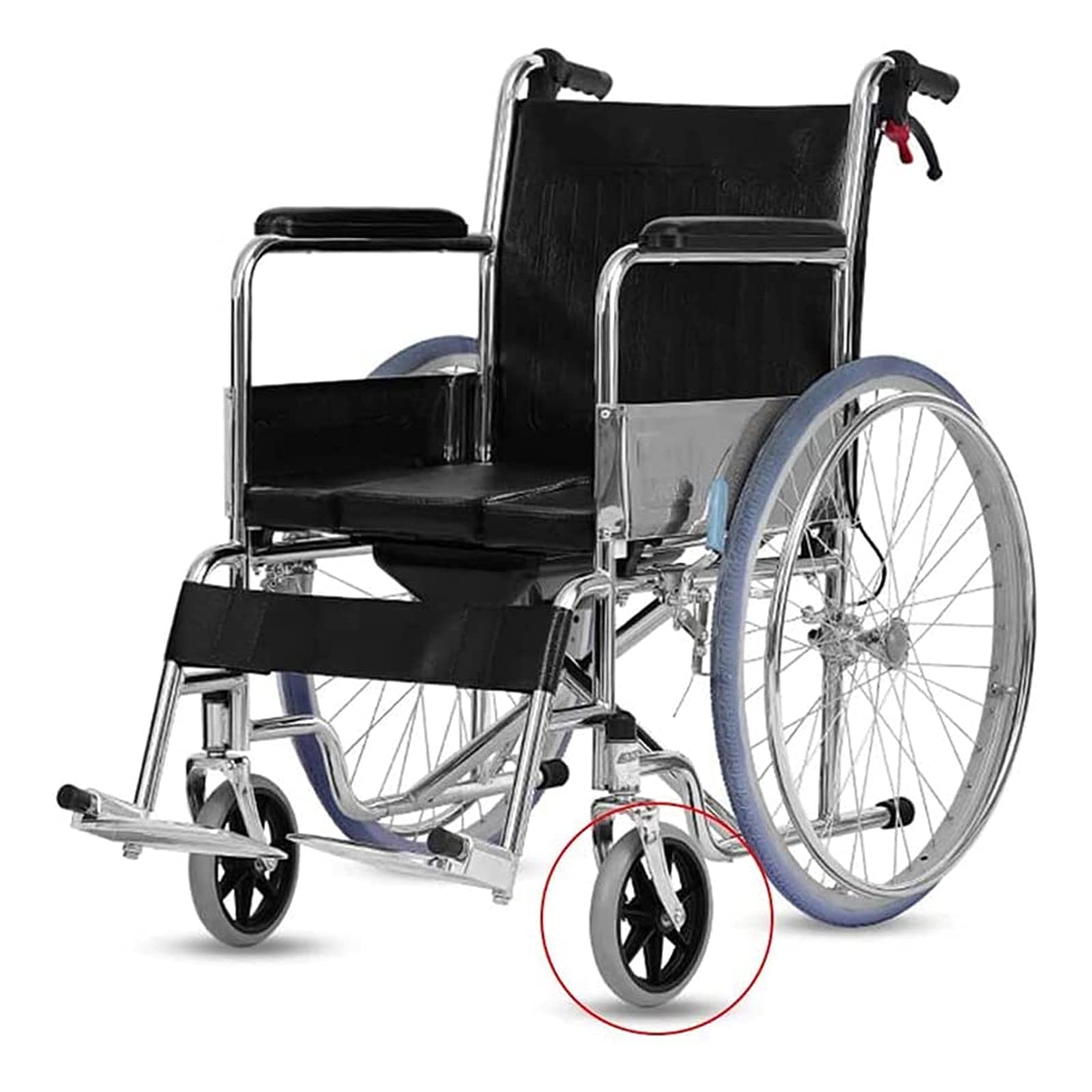 2 Piezas Ruedas Delanteras para Sillas de Ruedas, 6 Pulgadas / 7 Pulgadas / 8 Pulgadas Antideslizante Neumático Sólido, Rueda de Repuesto para Ayudas para Caminar