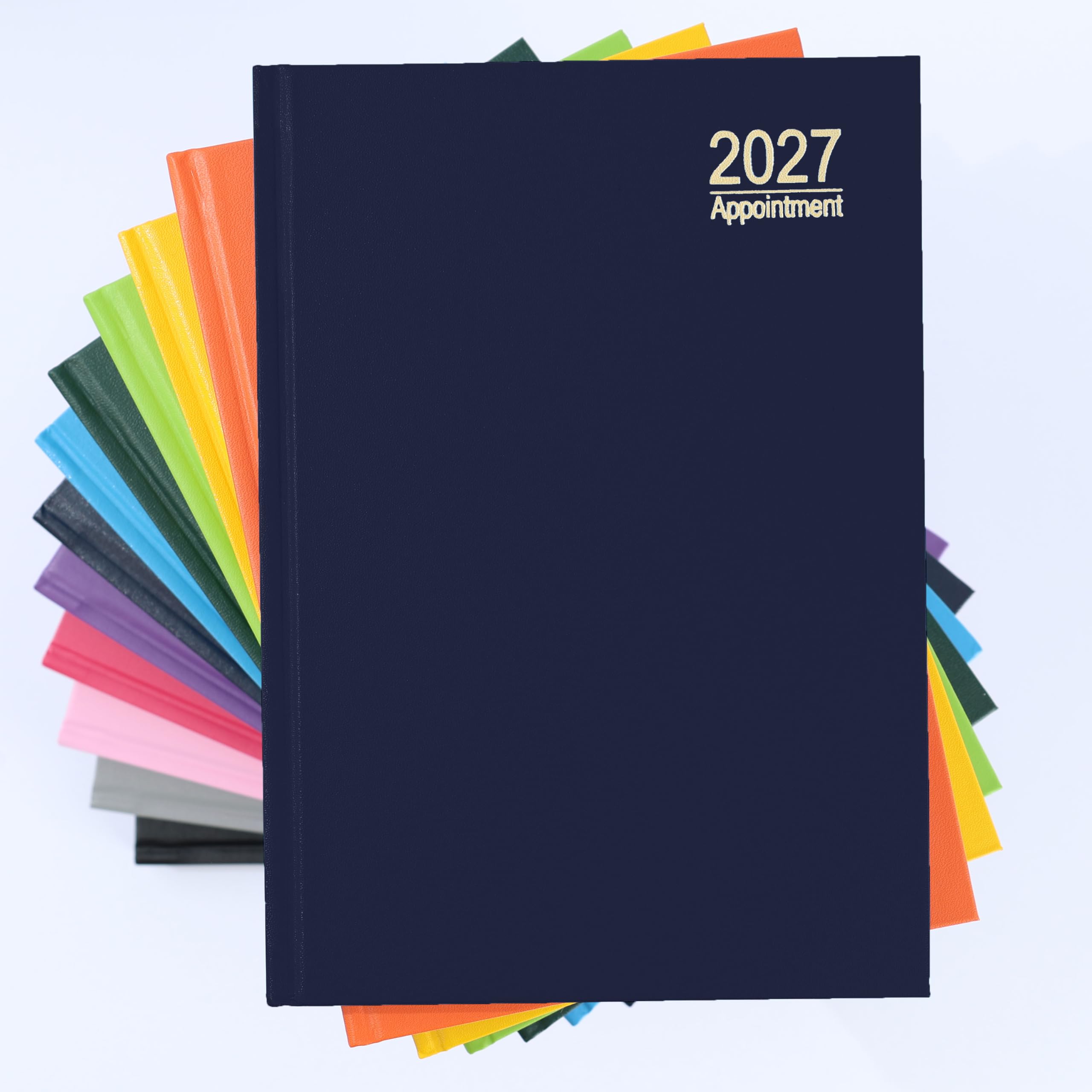 evelay 2027 Appointment Diary, A5, Day to Page, Hardback, Ribbon Marker, Year Planner, Full Page Saturday & Sunday (Navy)