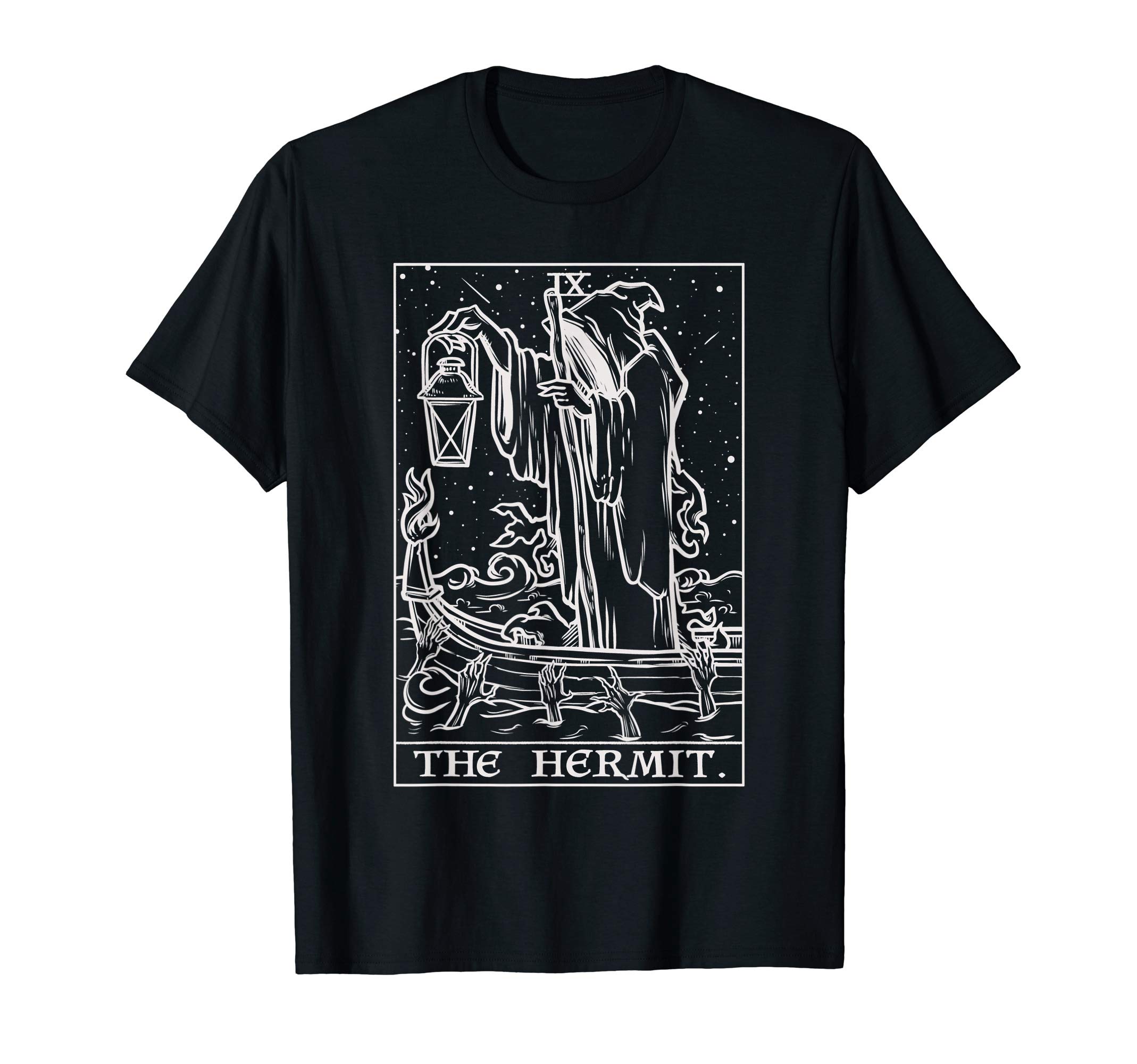 The Ghoulish GarbThe Hermit Tarot Card Gothic Halloween Grim Reaper Occult T-ShirtOEKO-TEX STANDARD 100