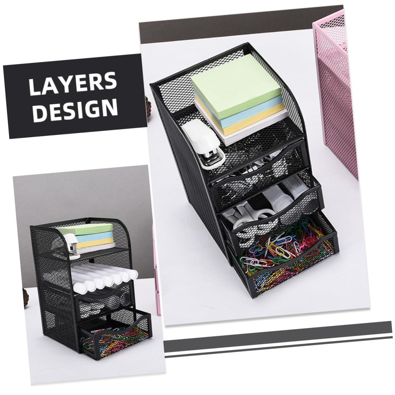 Gatuida Organizador de Escritorio Cajones Metálicos Caja Organizadora Pequeña para Suministros de Oficina y Almacenamiento Compacto para y Accesorios