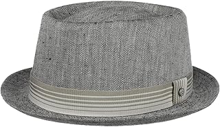 Lierys Herringbone Pork Pie Cloth Hat Women/Men Grey 6 3/4-6 7/8